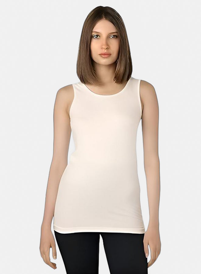 دهب بدي داخلي قطني سادة بدون أكمام برقبة دائرية للنساء من دهب - Image 1